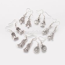 Alloy Dangle Earrings, Christmas Mixed Shaped