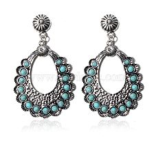 Women'S Bohemian Water Drop Synthetic Resin Alloy Turquoise Earrings Inlay Drop Earrings