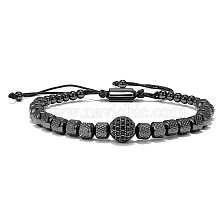 Stainless Steel Pineapple Bead Bracelet with Zirconia, Simple Weave Bracelet