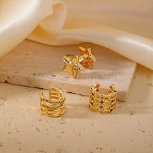 Chic C-shaped Ear Clip with Sparkling Stars and Diamonds