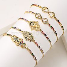 Fashion Hand Of Fatima Copper Gold Plated Zircon Bracelets