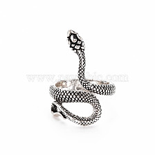 Alloy Cuff Finger Rings, Wide Band Rings, Snake, Antique Silver, US Size 9 3/4(19.5mm)