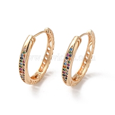 Brass Micro Pave Colorful Cubic Zirconia Hoop Earrings, Rings