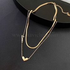 Sweet Simple Style Heart Shape Titanium Steel Plating Layered Necklaces