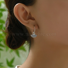 Elegant Copper Fan-Shaped Silver Earrings for Women, Perfect for Everyday Wear