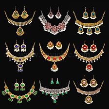 1 Set Retro Water Droplets Alloy Plating Artificial Pearls Rhinestones Women'S Earrings Necklace