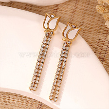 Elegant Tulip Zircon Tassel Earrings for Daily Wear Stainless Steel Jewelry