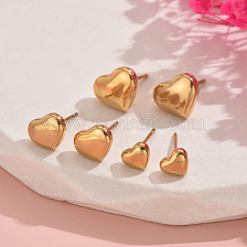 Gold Plated Heart Earrings Set for Valentine's Day Gift.