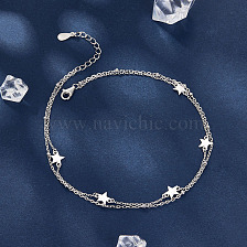 S925 Silver Double Layer Star Bead Bracelet, Fashionable Daily Wear Accessory.